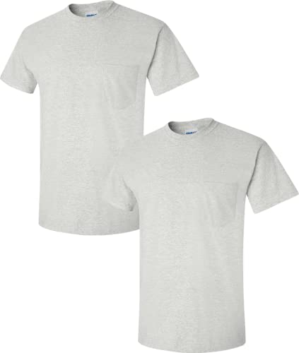 T-shirt en coton avec poche Gildan texture douce et cendre double épaisseur