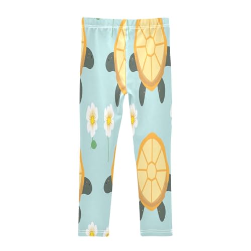 Toddler Girls Leggings Printed Yoga Pants Leggings White Flower Turtle for Kids2