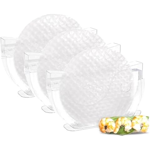 Rice Paper Water Bowl Dipper Spring Roll Water Bowl Rice Paper Holder Rice Bowl Rice Roll Shrimp Spring Vietnamese Rice Paper Holder Spring Roll Water Dipper Rice Wraps for Spring Rolls 3 Pack Cover