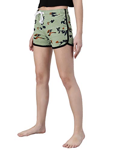 Image of KOTTY Green Printed Women Night Shorts (Green-30)