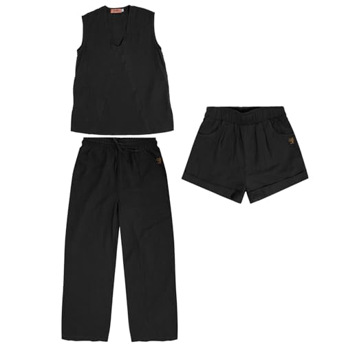 YUSHE Summer Fashion Women V Neck Sleeveless Top With Short