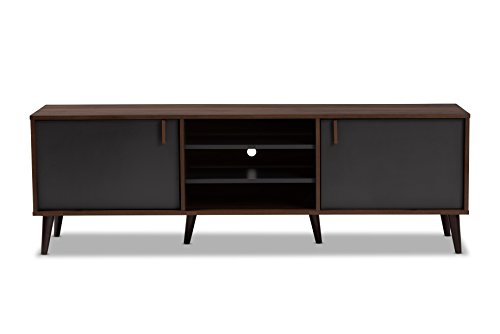 Baxton Studio Salubelle Tv Stand, Walnut Brown/Dark Grey #TOP2