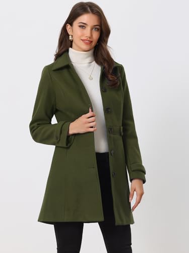 Image of Allegra K Women's Winter Classic Overcoat with Pockets Single Breasted Coat