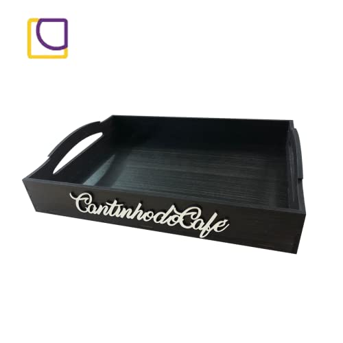 bandeja para café manha organizador cantinho do café com alça madeira mdf acabamento premium