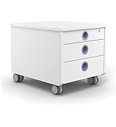 moll Pro, mobiler Rollcontainer mit drei Schubladen, abschließbar und mit integrierte Feststellbr...