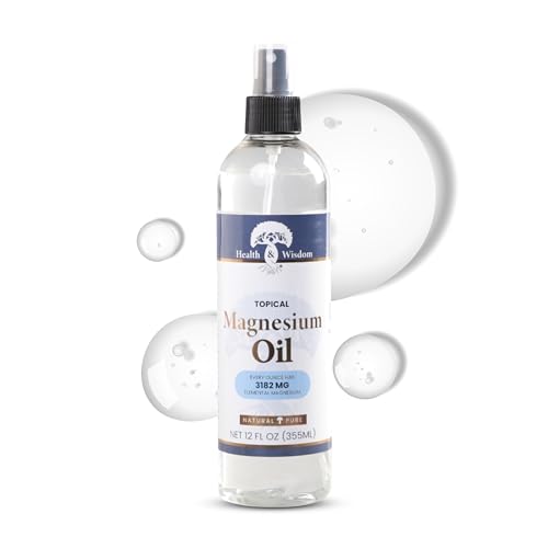 Health & Wisdom Pure Magnesium Oil - Topical Muscle & Joint Relief- Natural and Pure USP Grade Extra Strength Magnesium - Enhanced Absorption - Spray - 12 fl oz