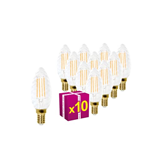 Bombillas de filamento LED CLASSIC Retorcido trasparent 5W Equivalente a 57W, 710LM, 2700K luz calida, Casquillo E14, Estilo Retrò Vintage, No regulable, 10 unidad Cover