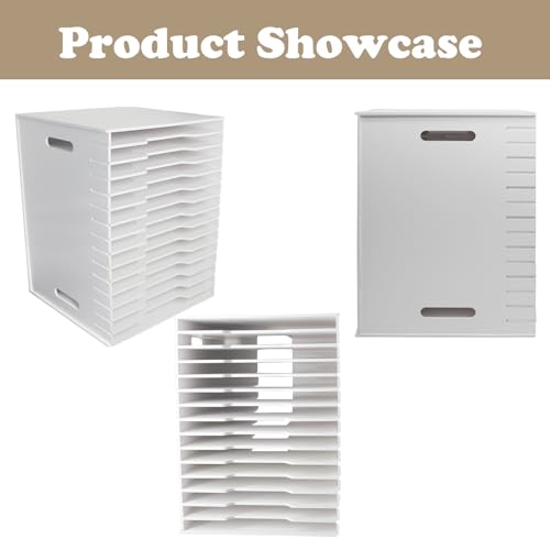 Image of 15 Tier Scrapbook Paper Organizer 12.4 inch X 12.4 inch,Desktop File Sorter Storage Desktop Paper Holder,White Cardstock A4 Sorter Storage Rack, Scrapbook Table Organizer for Home Office
