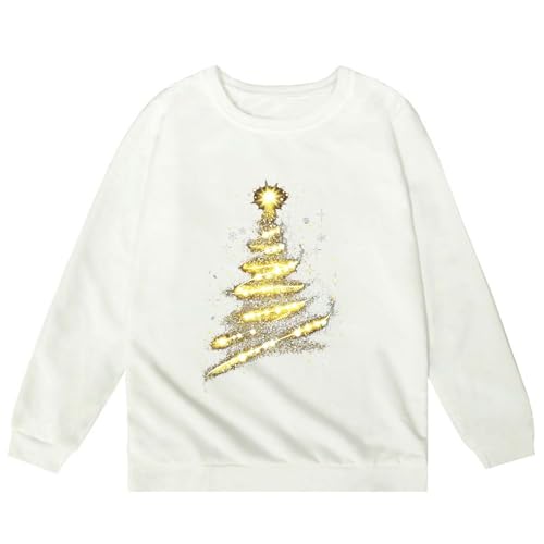 Christmas Hoodie for Kids Festive Snowman Tree Design Cozy Xmas Sweater with Sparkly Gold Accents Gift Idea3