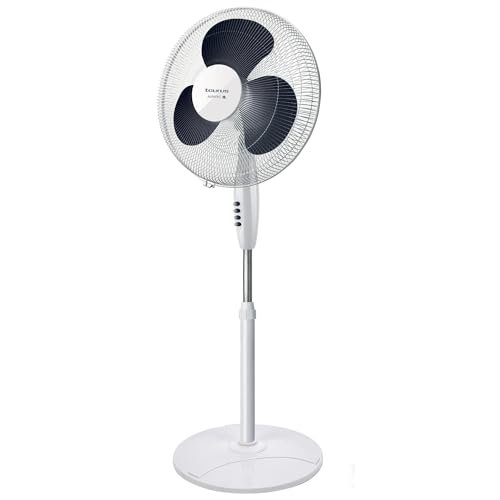 Taurus Greco 16CR Pure - Ventilador de Pie | 40W | Base Redonda | Sistema de Oscilación | Inclinación Ajustable | 3 Aspas | 3 Velocidades | Altura Ajustable 110-125cm | Fácil de Limpiar