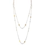 Andibro Long Gold Pearl Necklaces for Women, Trendy Dainty Layered Pearl Necklace Statement Strand Chain Fashion Jewelry Gift Sweater Accessories(Gold)