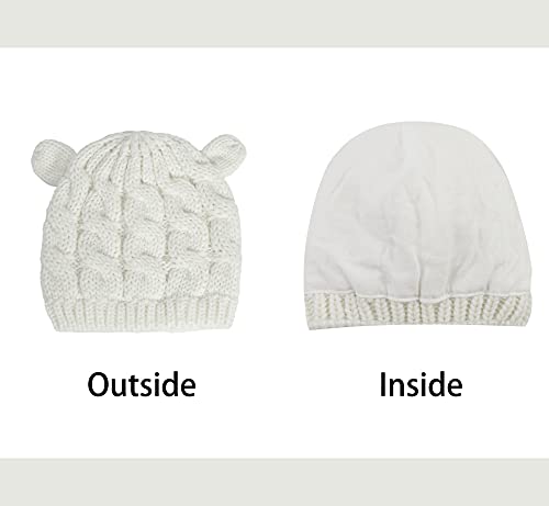 Fynnsure Baby Hat Glove Set Soft Newborn Mittens Baby Girl Boys Knitted Toddler Cap Infant Winter Beanie Mitten Sets White S #TOP2