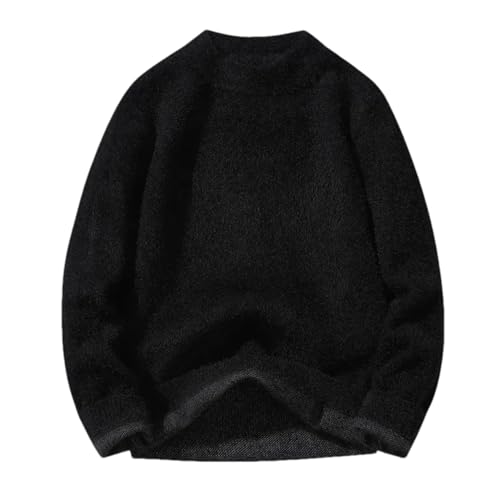 Men's Solid Color Cashmere Sweater Crew Neck Long Sleeve Pullover Knitted Sweater