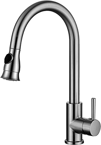 Robinet d'évier de cuisine mitigeur acier inoxydable douchette extractible