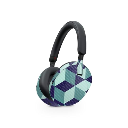 Image of MightySkins Carbon Fiber Skin Compatible with Sony WH-1000XM5 Headphones - Geo Tile | Protective, Durable Textured Carbon Fiber Finish | Easy to Apply, Remove, and Change Styles