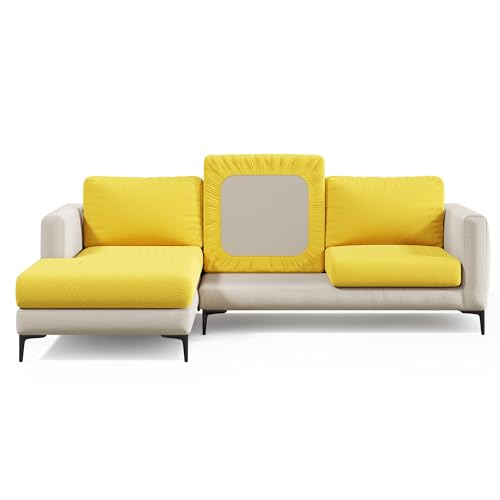 Nolan Interior Magic Sofa Cover - Classic Jacquard Back Couch Cover - Pet Proof, Easy Install, Stretchy Slipcover - Medium, Yellow