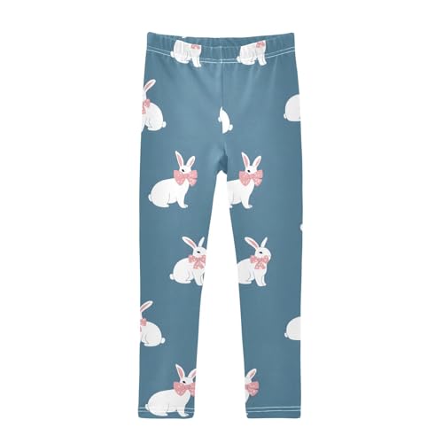 ALAZA Girls' Leggings Children's Yoga Pants Skinny Printed Dance Rabbit Bow Comfortable 4T