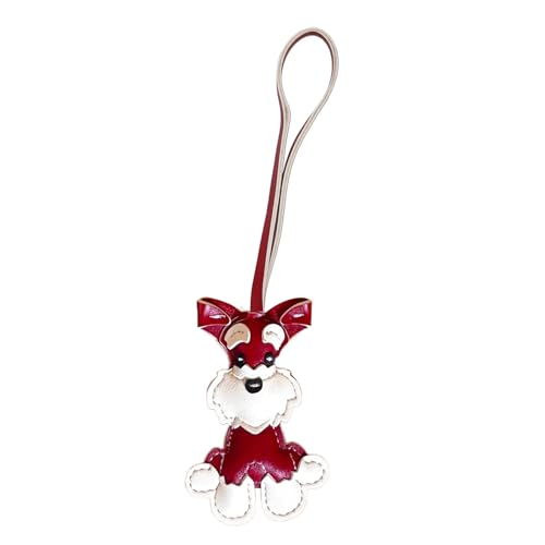 Schnauzer Keychain Charm - Backpack Charm Decoration Pendant, Charming Pet Lovers Collection | Versatile Car Purse Ornament, Schnauzer Dog Pendant for Fitness Traveling 2.95x4.13 inches, rojo, Siehe