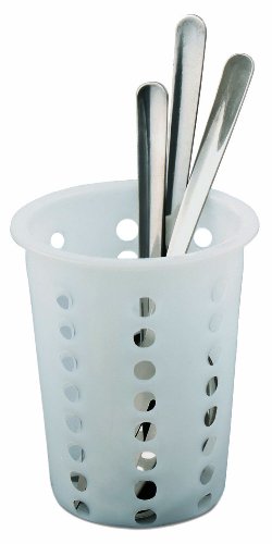 Alegacy Restaurant Style Plastic Flatware Cylinder, 5.25-Inch by 4.25-Inch, White
