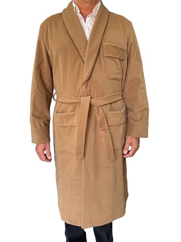SGARLATA HOME Robe de Chambre pour Homme en Laine et Cachemire modèle Châle Classique art. Londres, Camel, XXXXL