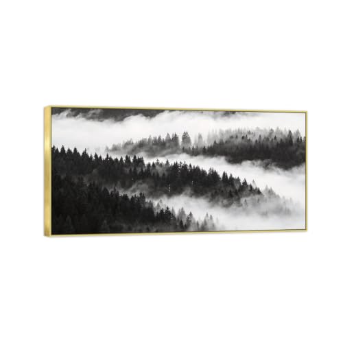 Tableau sur toile arbre nuages pour un salon moderne chic
