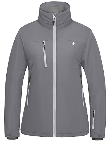 Little Donkey Andy Women's Insulated Jacket With Hood, Windproof Winter Ski Hiking Jacket, Lightweight And Water-Repellent (Grey Xs) #TOP1