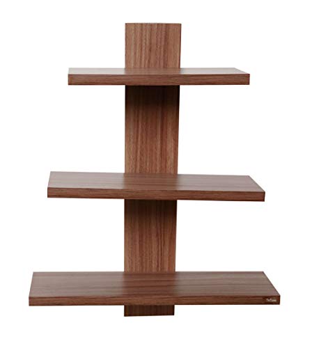 Image of Madhuran Engineered Wood Wall Mounted Books showpieces Display Shelf (Matte, Walnut)