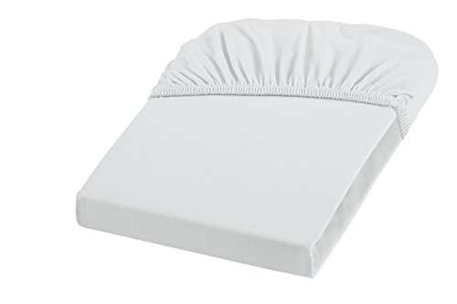 fleuresse Jenny C klassisches Jersey-Spannlaken, 100% Baumwolle, mit praktischem Rundumgummi, Fb. Silber, Größe 200 x 200 cm… – Ansicht 3