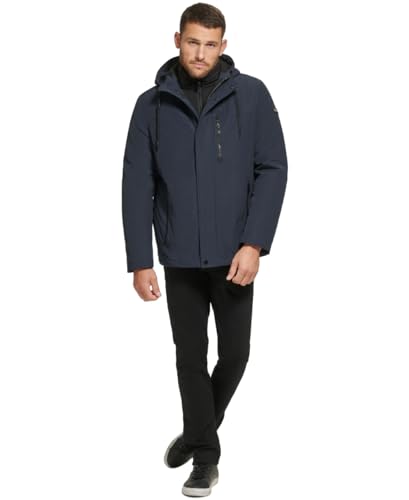 Image of Calvin Klein Men's Hooded Performance Soft Shell Jacket with Bib