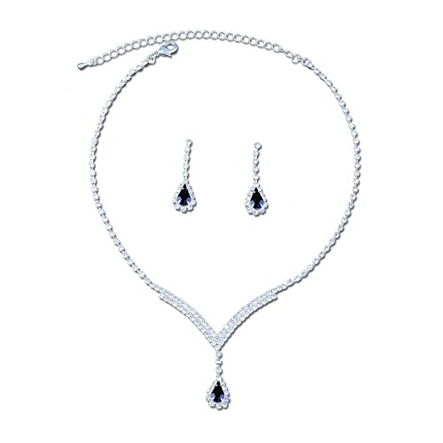 topwholesalejewel Jewelry Set Rhinestone V Shape Necklace Drop Earrings for Wedding