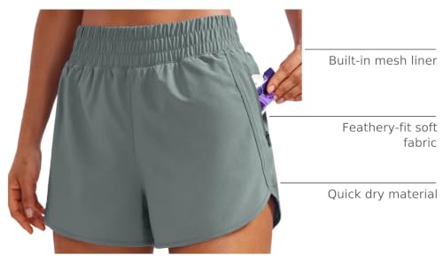 Image of CRZ YOGA Dolphin Athletic Shorts 3 inch | High Waisted, Mesh Liner, Quick Dry, Lightweight, A Zip Pocket, for Women