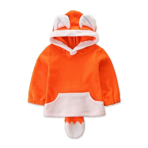 RUKOSU Unisex Baby Boys Girls Fox Hooded Sweatshirt Toddler Hoodies Pullover Tops with Pockets Warm Winter Clothes