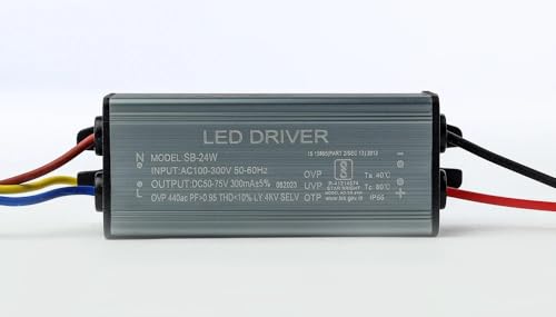 Image of 1 Quantity, MADE IN INDIA 24W, 300mA, LED Street Light Driver, Input AC 230-300V Output DC 50-75V, OVP 440ac, PF>0.95, Use For Repair Street /Flood Light (Pack of 1)