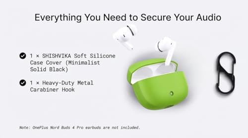 Image of SHISHVIKA Silicone Case Cover Compatible with OnePlus Nord Buds 4 Pro | Shockproof Protective Cover | Soft TPU Skin | Anti-Slip | Dustproof | LED Visible | Keychain Hook Included (Matcha)