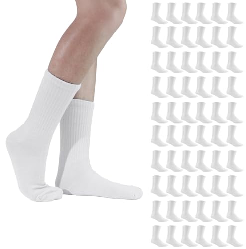 SOCKS'NBULK 60 Pairs Of Wholesale Bulk Sport Cotton Women's Crew, Ankle Sock, 9-11 (Womens - White Crew)