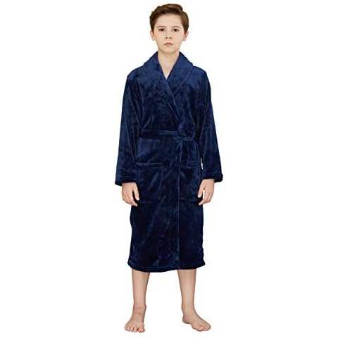 WORW Big Boys Solid Robes Bathrobe Robes (Blue, X-large) Cover