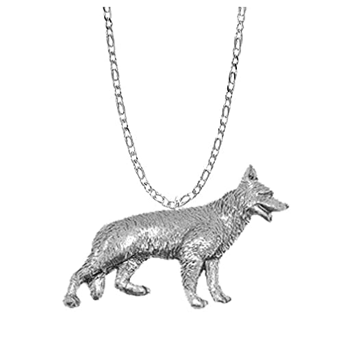 Schäfer PP-D09 hund engelskt tennemblem på 925 sterlingsilver 66 cm halsband