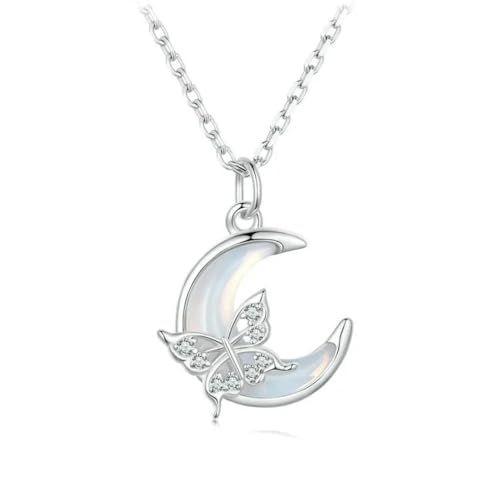 Collier lune romantique argent 925 pendentif anti allergie pour peau sensible