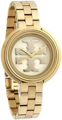 Tory Burch TBW6208 Miller Womens Gold Dress Watch, White Logo Dial, Stainless Steel Band