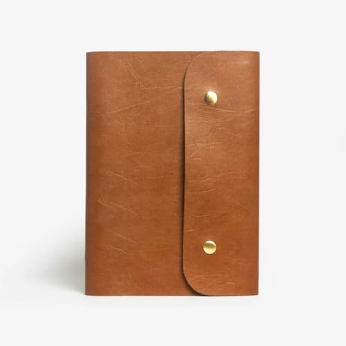 Image of The Messy Corner Leather Button Diary | A5 Travel Notebook & Daily Planner for Men and Women | Vegan & Premium Quality | 80 GSM, 140 Ruled Pages - Stylish Brown Notepad