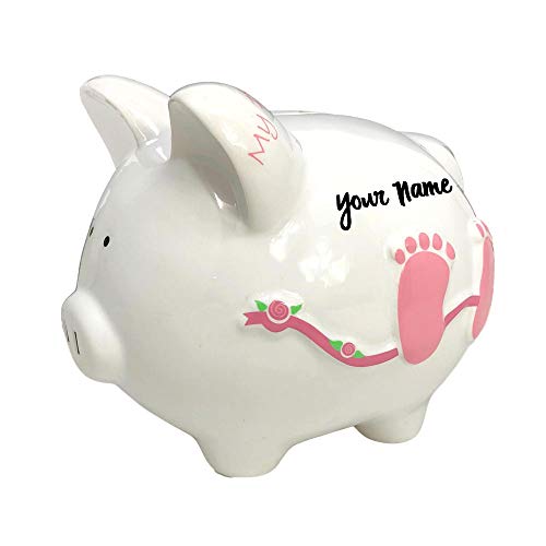 Knextion, Inc Personalized Baby Girl My First Coin Bank - Little Piggy Money Bank with Custom Name