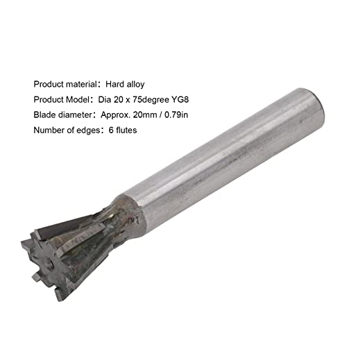 Eujgoov EUJGOOV2OKTD54ABP6600 75 Degree Dovetail Cutter Milling End Mill 6 Flutes Straight Shank Cutting Tools thumb #1