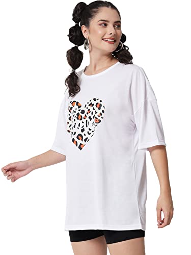 Image of KOTTY Women's Oversized T-Shirts | Cotton Blend||Stylish Prints & Solids||Long Length||Loose fit