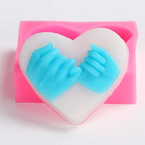 Wopodi Silicone Soap Molds, Heart Hand In Hand Valentine's Day Love Gift Mold, Agreement Promise Eternal Lover Heart Shaped Mold For Making Lotion Bars Bath Bombs Candle Diy Handmade Soap Cake Decor #TOP5
