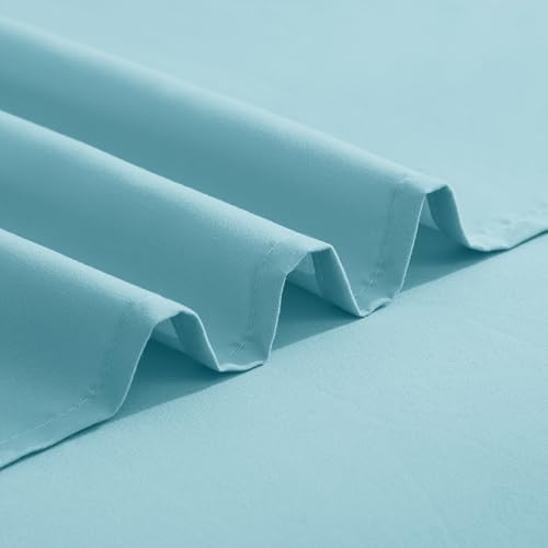 Image of Elegant Comfort Luxurious 1500 Premium Hotel Quality Microfiber Three Line Embroidered Softest 4-Piece Bed Sheet Set, Wrinkle and Fade Resistant, Queen, Aqua Blue