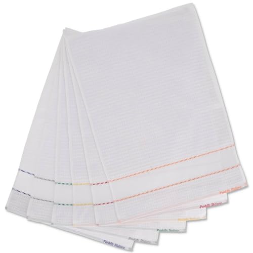 Casatessile Set de 6 paños de Cocina Greta con Volante Aida - Bianco