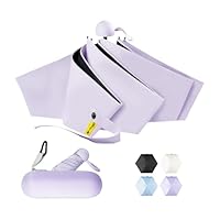 LILAC Travel Mini Umbrella Compact Small & Lightweight, UV Rain Protection, Pocket-Sized Folding Umbrellas with Quickdraw & Case for Men Women & Kids Backpack (Purple) - 1 Pack