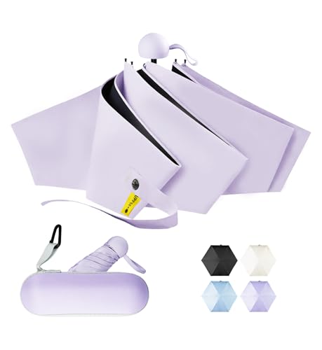 Lilac Travel Compact Mini Umbrella for Rain Lightweight UV Sun Pr...