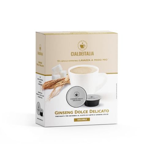 Cialdeitalia - Ginseng dulce delicado cápsulas compatibles con cafeteras Lavazza A Modo Mio, bebida soluble con sabor a ginseng dulce, 192 cápsulas
