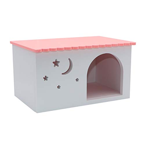 Wooden Hamster Hideout House Small Pets Sleeping Hut for Syrian Hamster Rat Mouse Baby Guinea Pig (Pink)